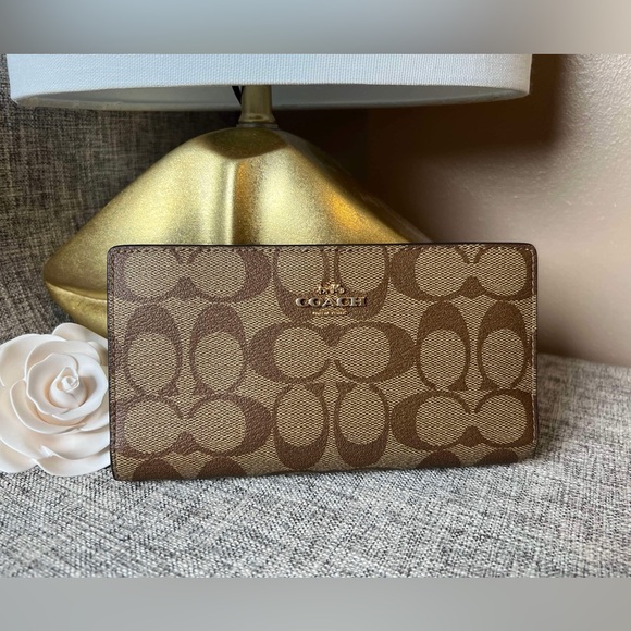 $119(NWT)Coach Slim Zip Wallet In Signature Canvas - Picture 3 of 7